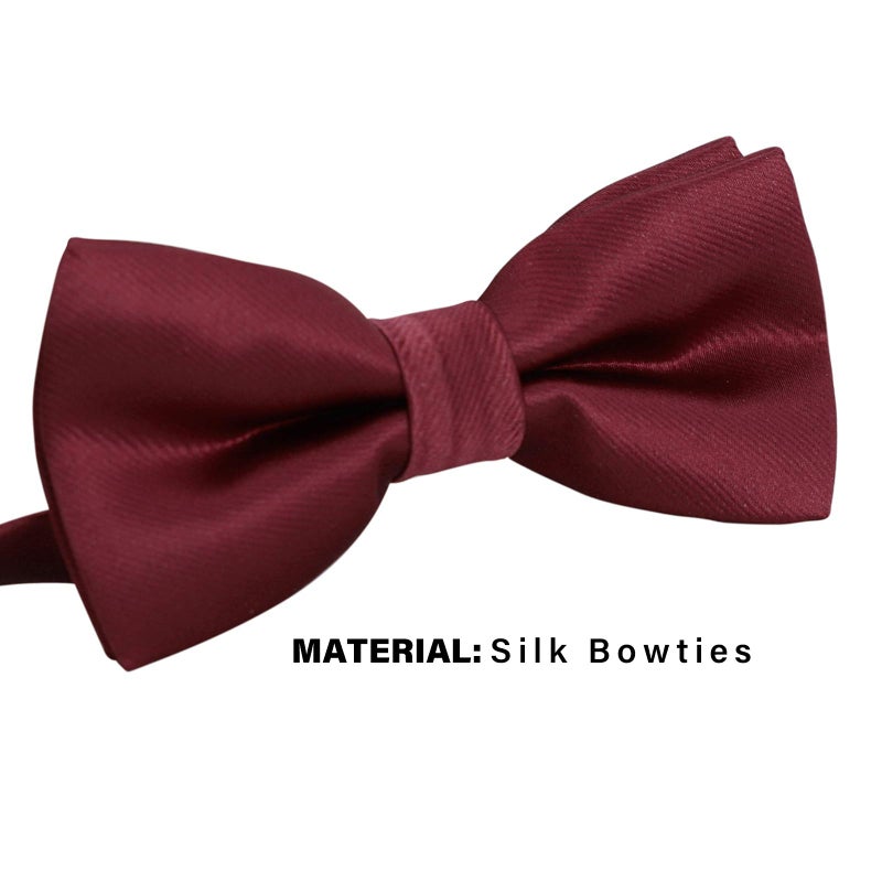 WELROG Pre-Tied Adjustable Bow Tie for Men,Boys & Kids - Silk Satin Textured Neckband for Wedding,Party,Christening,Photo Shoots 10x5cm(Wine Red) - Image 3